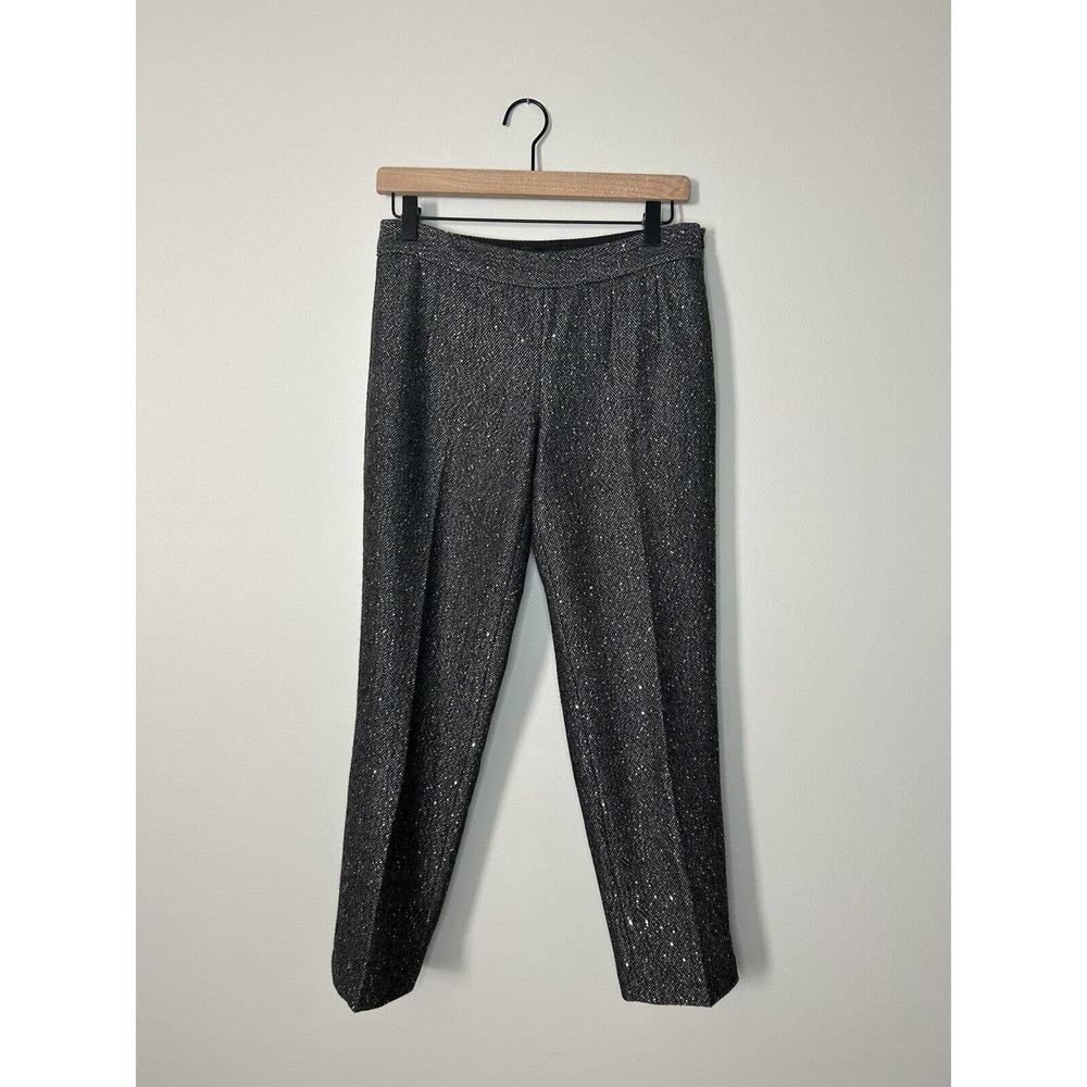 Talbots Wool Blend Trousers Sequins SZ 2P Black Gray Tweed Lined Sparkle Pants
